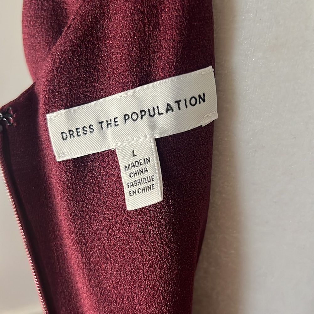 Dress the Population, NWOT New Sandra Plunge Crepe Trumpet Gown, Large - Picture 4 of 4